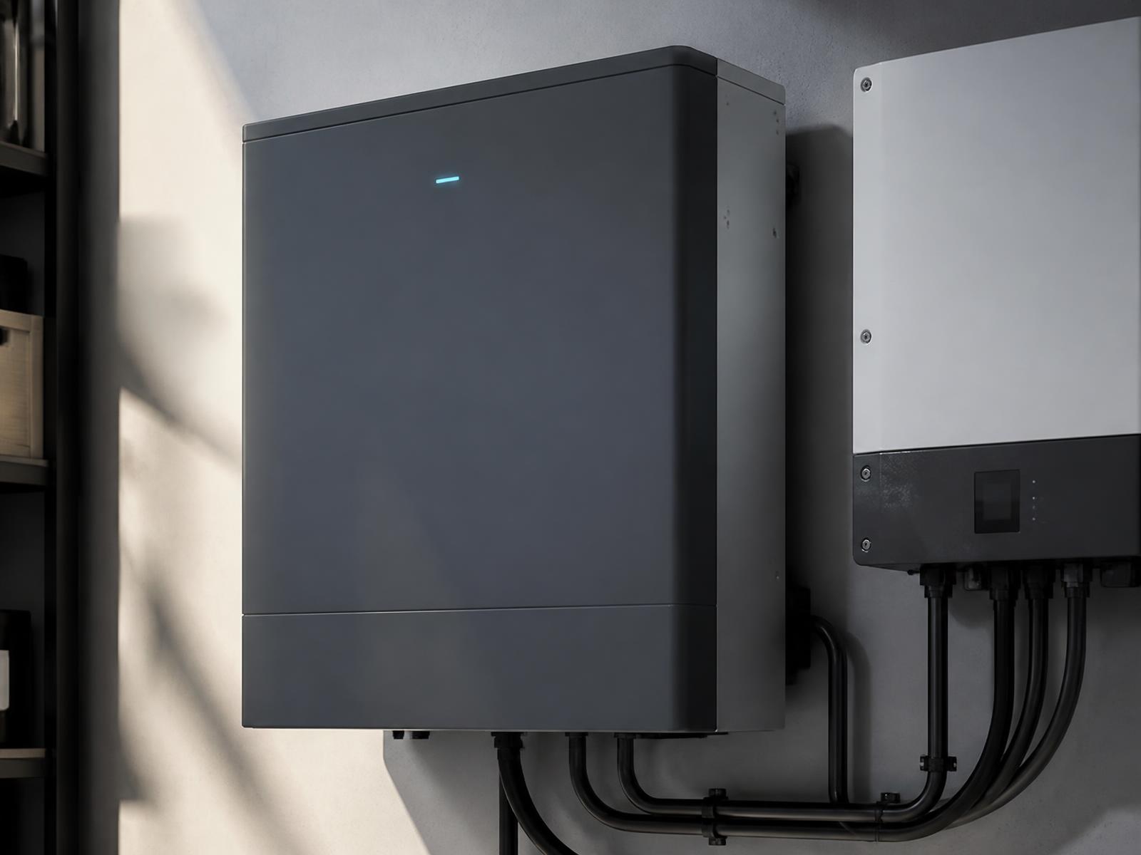 Magazyn energii i falownik hybrydowy zamontowane na ścianie