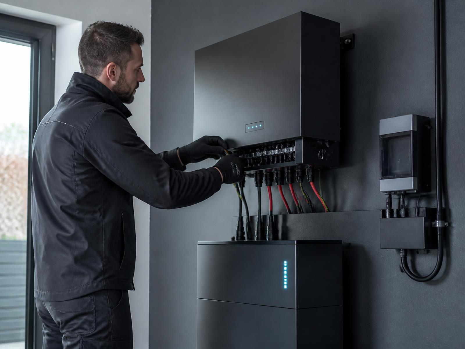 Technik PELM przy falowniku i magazynie energii